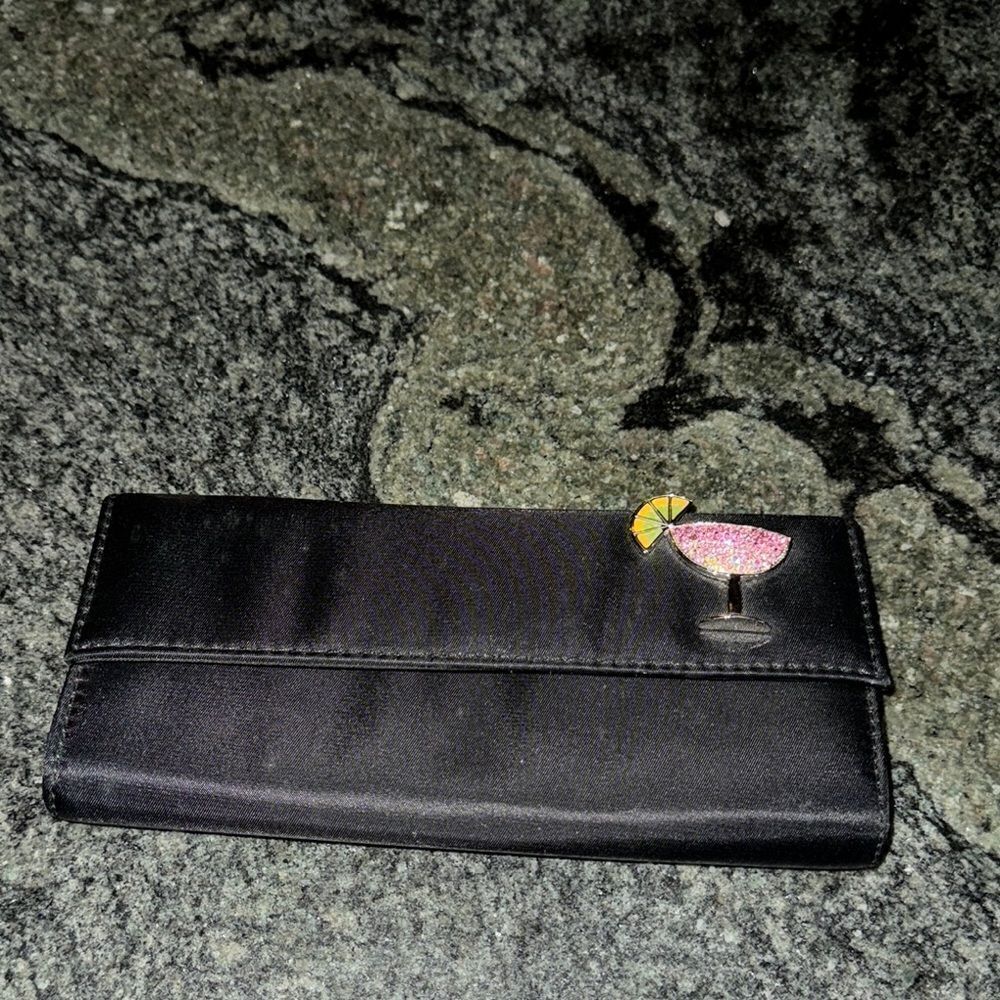 Spring Street Black Clutch with margarita Rhinestone Cocktail Glass Design